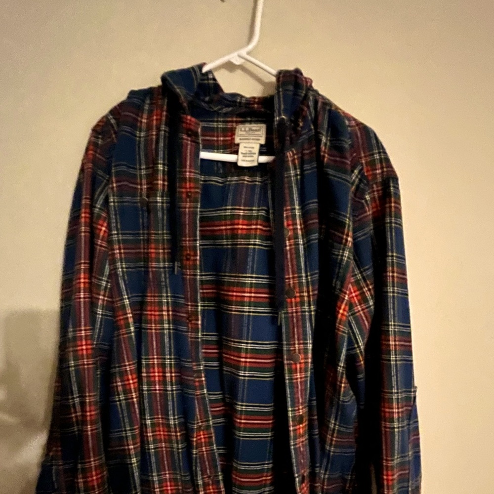 Men’s Large LL Bean Hooded Flannel